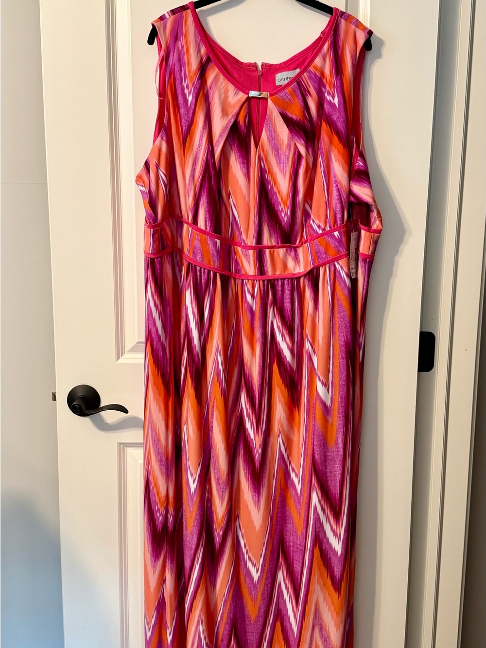 Catherines Bright Pink Orange Purple Printed Maxi Dress